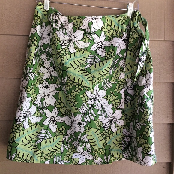 State ments wrap skirt Hawaiian theme green cotton - Picture 4 of 5